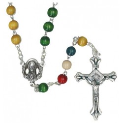 Multicolored wooden rosary