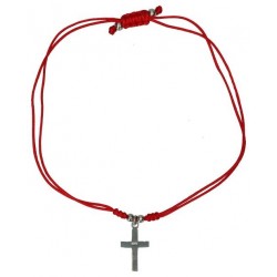 Rode string armband met kruis
