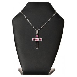 Cross pendant pink + chain...