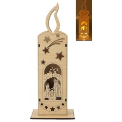 Wooden candle with nativity...
