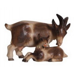Goat and kid: wood carving...