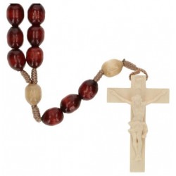 Wooden Rosary On Cord  Red...