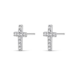 Silver cross earrings with...