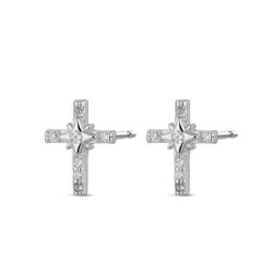 Silver cross earrings with...