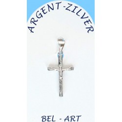 Croix Argent avec Christ -...