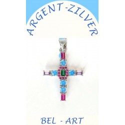 Pendentif croix argent avec...