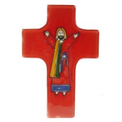 Cross Symbol Red Glass 08 X 12