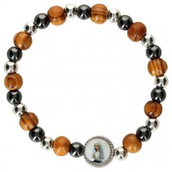 Armband op elastiek hout +...