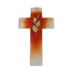 Glazen kruis 20 x 12 cm Oranje
