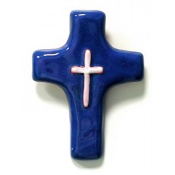 Croix Céramique 11 X 8 cm Bleu