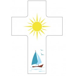Kruisbeeld wit Zon + boot