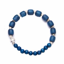 Armband op elastiek Hout blauw
