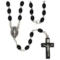 Rosary  Wood  Black Carabiner