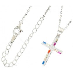 Croix en argent rhodié avec...