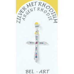 Pendentif croix argent avec...