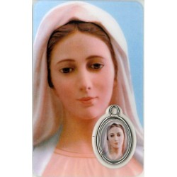 Card with prayer and medal...