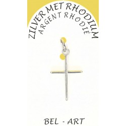Kruisje Zilver + Rhodium -...
