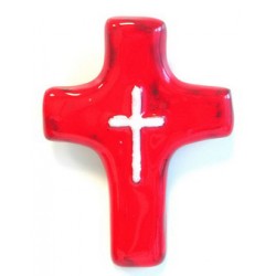 Ceramic Cross  11 x 8 cm  Red