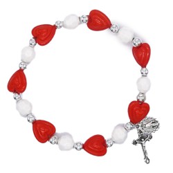 Armband op elastiek met wit...
