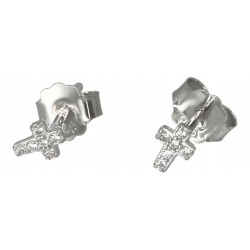 Silver cross earrings with...
