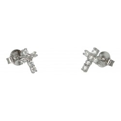 Silver cross earrings with...