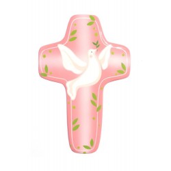 Kruisbeeld roze duif 15 cm